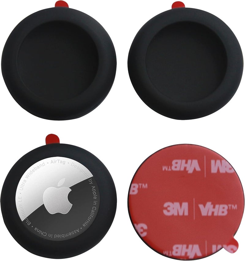 echinff Silicone Case with 3M Strong Adhesive Sticker, 4 Pack Protective Case for Apple Air Tags for Sticking On Tv Remote Headphones Luggage Laptop Camera Bike - Image 1